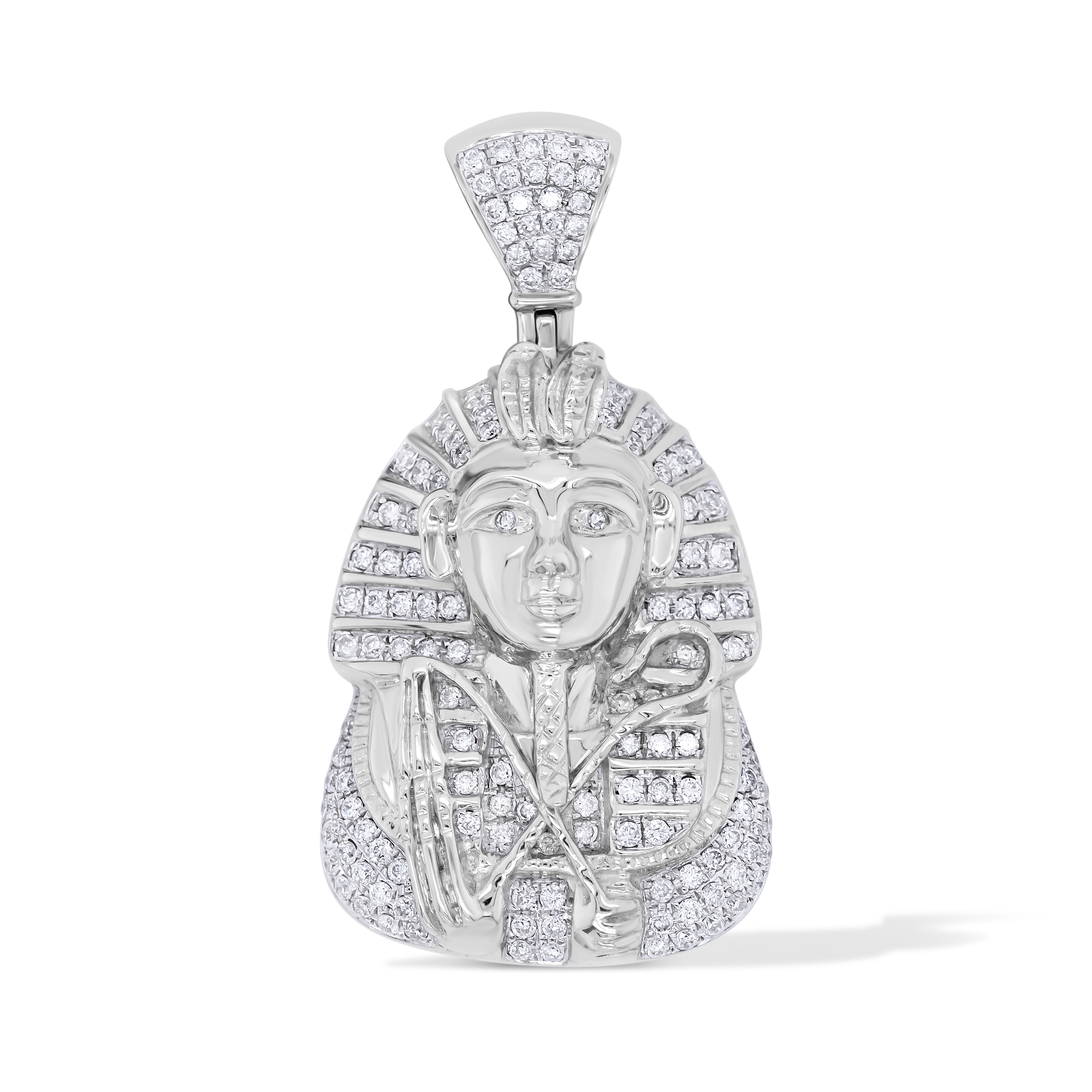 Diamond King Tutankhamun Pendant 1.21 ct. 10K White Gold